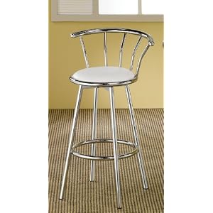 Set of 2 29H Bar Stools 50's Retro Style White Fabric by visiondecor Furniture