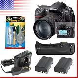 Nikon D300 Digital SLR Camera Body with 2 extra EN-EL3e batteries, travel charger, MB-D10 battery grip, and deluxe cleaning kit.