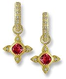 Jewelry : Cushion Leaf Pave Diamond Earring Charms - Pink Tourmaline - by Zasha Signature Jewelry