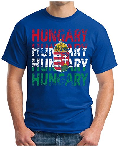 OM3 – HUNGARY – T-Shirt MAGYARORSZÁG EM 2016 FRANKREICH FRANCE FUSSBALL FANSHIRT SOCCER CUP SPORT TRIKOT EUROPAMEISTER, 5XL, royalblau