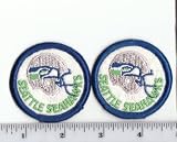 Set of 2 Vintage 1980s NFL Seattle Seahawks 2 Inch Round PATCH Old Logo Throwback (sew or iron on) at Amazon.com