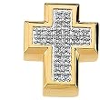 14K Two-Tone Gold Diamond Cross Pendant - 0.24 Ct.