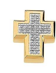 14K Two-Tone Gold Diamond Cross Pendant - 0.24 Ct. -- LIFETIME WARRANTY
