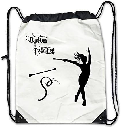 Baton Twirling-12 Unisex Drawstring Backpack Casual Travel Bags Shoulder Pouch Beam Port Backpack Tote Canvas White
