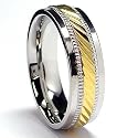 7MM Men's 14K Gold Plated Stainless Steel Ring Sizes 8 to 12