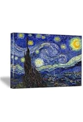 Wieco Art Canvas Prints of Van Gogh Oil Paintings Starry Night Abstract Wall Picture for Home Decorations