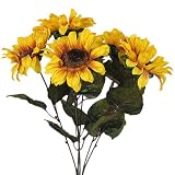 16" REALISTIC SUNFLOWER SILK WEDDING BOUQUET BUSH YELLOW 94