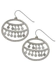 14 Karat Diamond-Cut White Gold Large Dangle Hoops Earrings