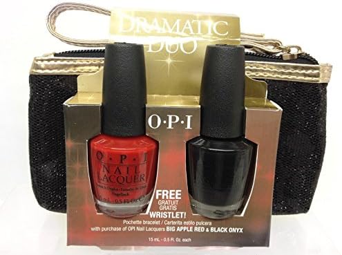 Opi Dramatic Duo Big Red Apple Red N25 &amp; Black Onyx T02 with Free Wristlet