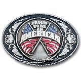 Pewter Belt Buckle - Proud To Be An American - Pewter Belt Buckle