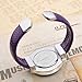 Top Plaza Fashion Women's Cuff Watch, Round Case PU Leather Band, Purple