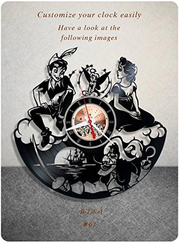 Peter Pan vinyl clock, vinyl wall clock, vinyl record clock, walt disney animated classics series wendy kids room home decor art gift 061 - (b1)