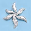 Sterling Silver Pendant - Flower - Clear Cubic Zerconia - 30mm Height