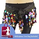 Bellyqueen™ Belly Dance Hip Scarf With Colorful Paillettes, Gold Coins Lively Style