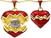 14k Gold Plated 925 Silver Puffed Red Enamel Heart title=