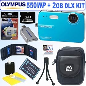 Olympus Stylus 550WP 10MP Waterproof Digital Camera (Blue) + 2GB Deluxe Accessory Kit Olympus Stylus 550WP 10MP Waterproof Digital Camera (Blue) + 2GB Deluxe Accessory Kit