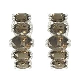  Sterling Silver Oval-Shaped Smoky-Quartz Earrings