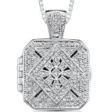 51kHABVcmoL. SL160  Vintage Legacy: Sterling Silver Antique Style Treasure Locket Pendant Necklace with CZ Diamonds
