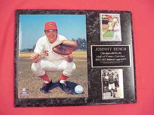 Reds Johnny Bench 2 Card Collector Plaque