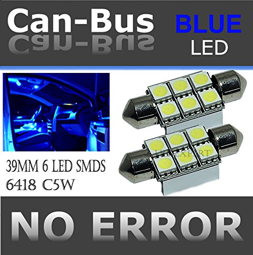 CANBUS LED 6SMDS BLUE 6418 C5W Error Free License Plate Lights Bulbs