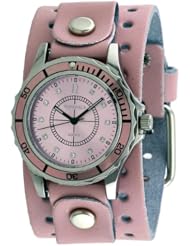 Nemesis #BN092P Womens Pink Sports Wide Leather Cuff Band Watch