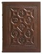 Cassetone Hand Crafted Brown Genuine Calfskin Photo Album with Embossed Design, Gift Boxed, 9.5x12