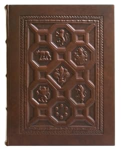 Cassetone Hand Crafted Brown Genuine Calfskin Photo Album with Embossed Design, Gift Boxed, 9.5x12