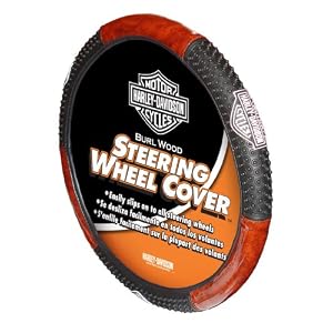 Harley-Davidson Bare & Shield Burlwood Steering Wheel Cover