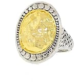 Two-tone Large Hammered Disc Ring