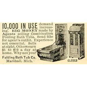 1893 Ad Combination Folding Bathtubs Marshall Michigan Household Appliances - Original Print Ad