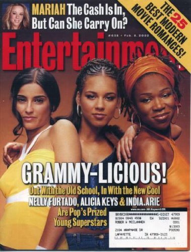 Entertainment Weekly February 8, 2002 Nelly Furtado & Alicia Keys & India.Arie/Grammy Awards Cover, Mariah Carey, Sundance Festival