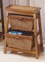 Wicker Basket Cabinet - 2-Basket