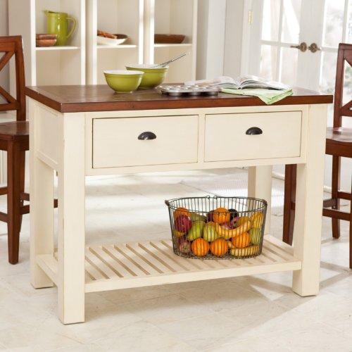 Carlton Kitchen Island with Pass-Through Drawers - Antique White
