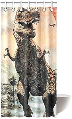 36"(w) x 72"(h) Cute Funny Dinosaur T-Rex Bathroom Shower Curtain Shower Rings Included, 100% Polyester