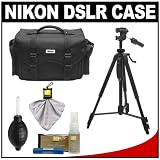 Nikon 5874 Digital SLR Camera System Case - Gadget Bag with Tripod + Cleaning & Accessory Kit for D3100, D3200, D5100, D5200, D7000, D600, D800, D3s, D3x & D4