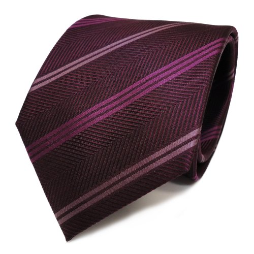 feine Seidenkrawatte in lila magenta gestreift 