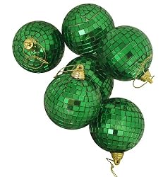 Pack of 6 Green Mirrored Glass Disco Ball Christmas Ornaments 1.5" (40mm)