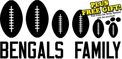 Bengals Football Family Vinyl Wall / Car Decal Stickers + with Free Polka Dot Sticky Notepad