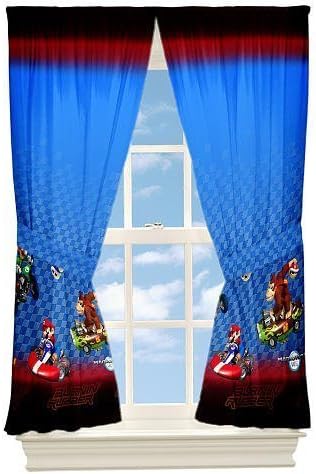 Super Mario 'To The Track' Drapes Kids Window Panels Mario Kart Boys