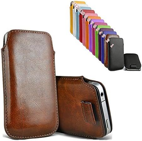 uFashion3C iPhone 6/6S Plus 5.5'' PU Leather Sleeve Pouch Case with Pull Tab (Without Other Case) - 13 Colors- Retail Packaging (Brown)