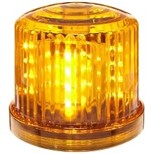 Fortune PL-300AJ Battery Powered Ultra Bright LED Standard Police Beacon, 5" Diameter x 5" Height, Amber