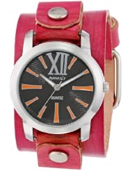 Nemesis Womens PVGB065KN Exclusive Collection Roman Washed Red Leather Cuff Watch