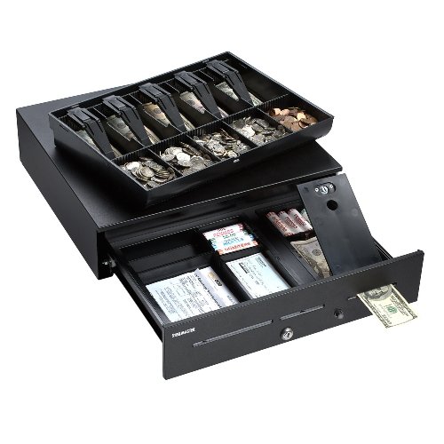 MMF Industries Steelmaster Magic Touch Model 1060 GT Cash Drawer with Keyed Lock, 4.75 x 18 x 16.7 Inches, Black (2251060GT04)
