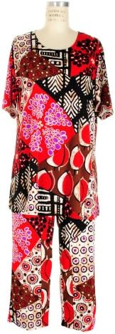Jostar Women's Stretchy Capri Pant Set with Short Sleeve Print
