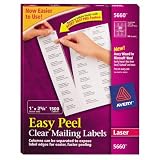 Avery 5660 Easy Peel Clear Mailing Labels for Laser Printers, 1 x 2 5/8, 30-up, Box of 1500