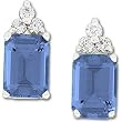 14K White Gold Iolite and Diamond Earrings