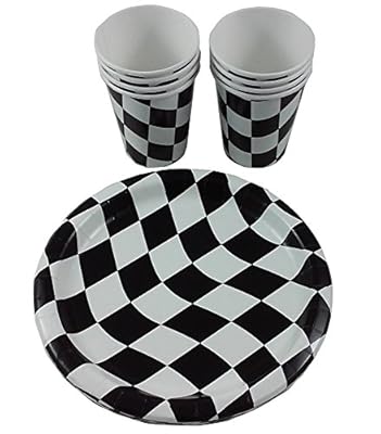 Race Car Party Supplies Kit for 8. Perfect for Nascar or Racing Theme Birthday. Includes Plates, Napkins, Cups, and Accessories
