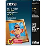 Epson Glossy Photo Paper, 8.5 x 11 Inches, 50 Sheets per Pack (S041649)