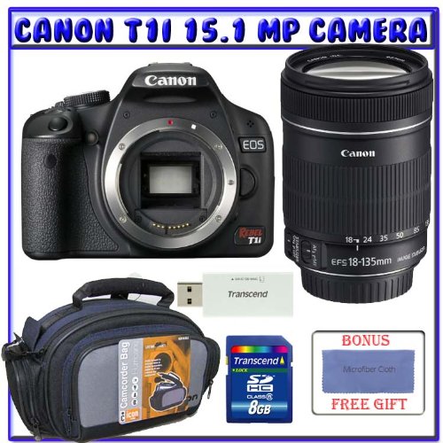 Canon EOS Rebel T1i Digital SLR (Body OutFit) w/ EF-S 18-135mm f/3.5-5.6 IS Lens + 8GB Memory Card + Advanced Shooters Package Package # 1