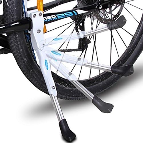 Kaysev Bicycle Kickstand - Adjustable Ultra Strong Durable Aluminum Alloy Side Anti-Slip Kick Stand Fits 20" 24" 26" inch wheel tire cycling mountain bike (White)